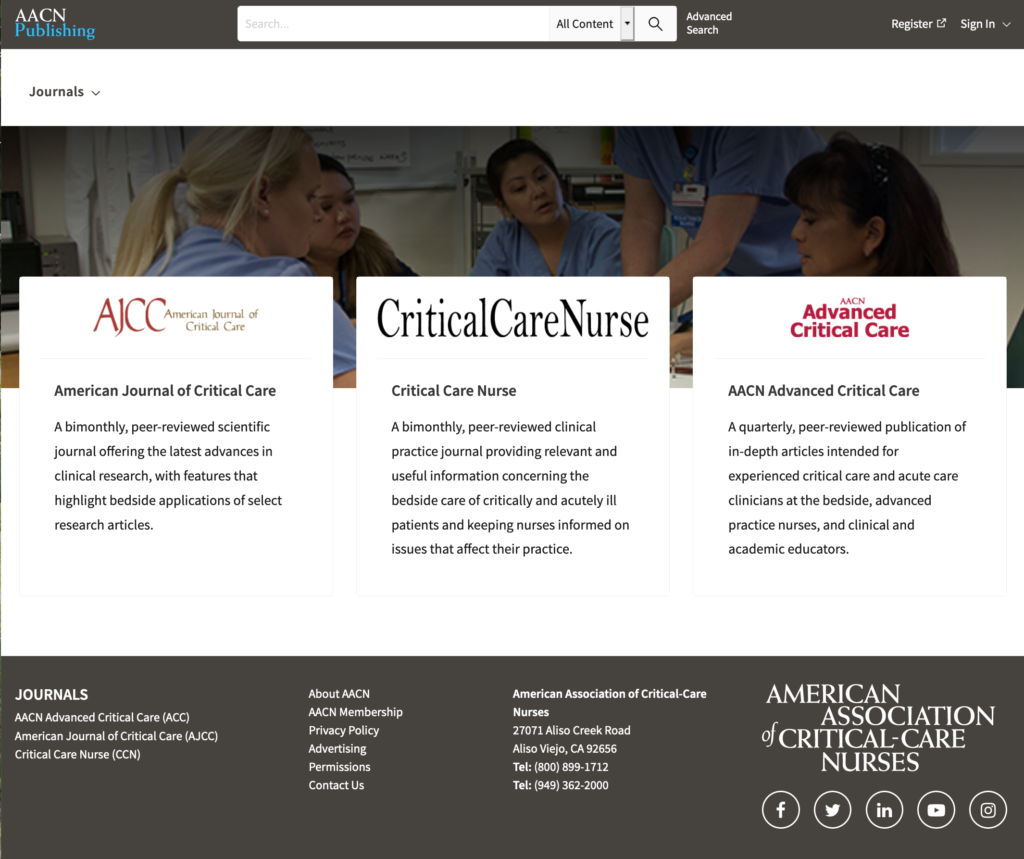 AACN homepage