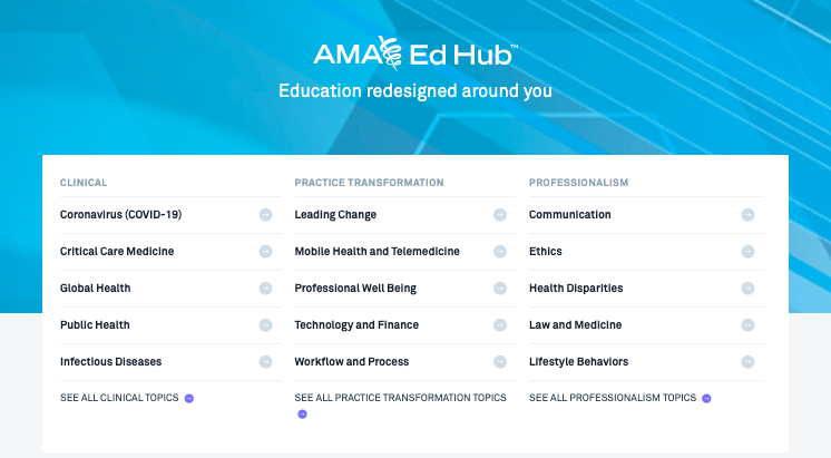 AMA Ed Hub homepage