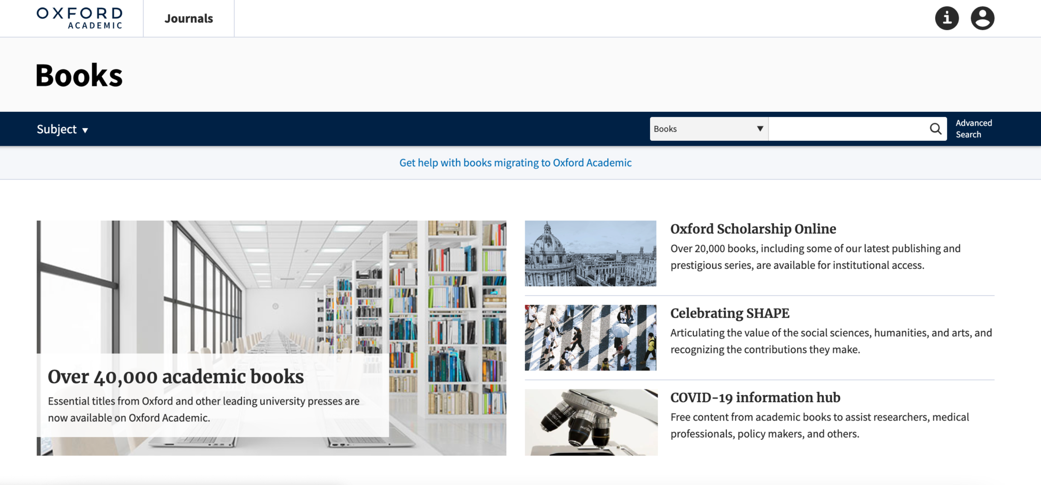 OUP books homepage