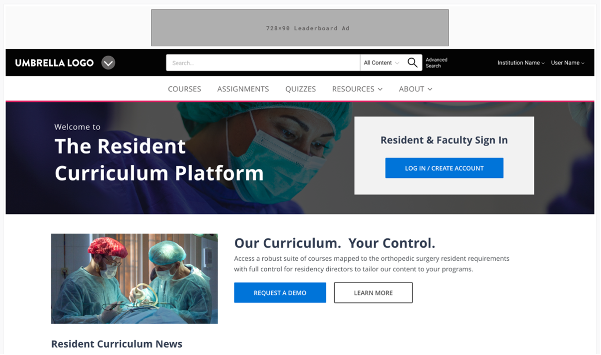 MedEd site mockup