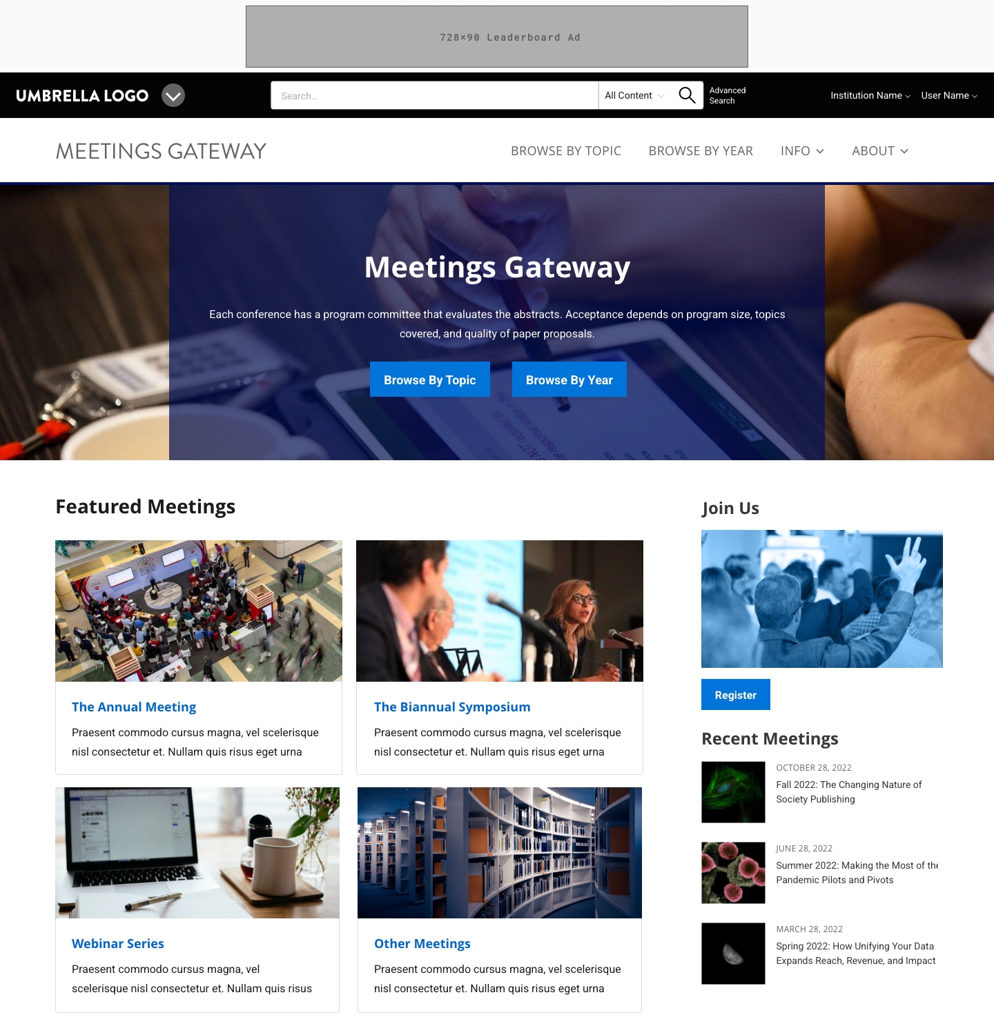 Digital Meetings homepage example