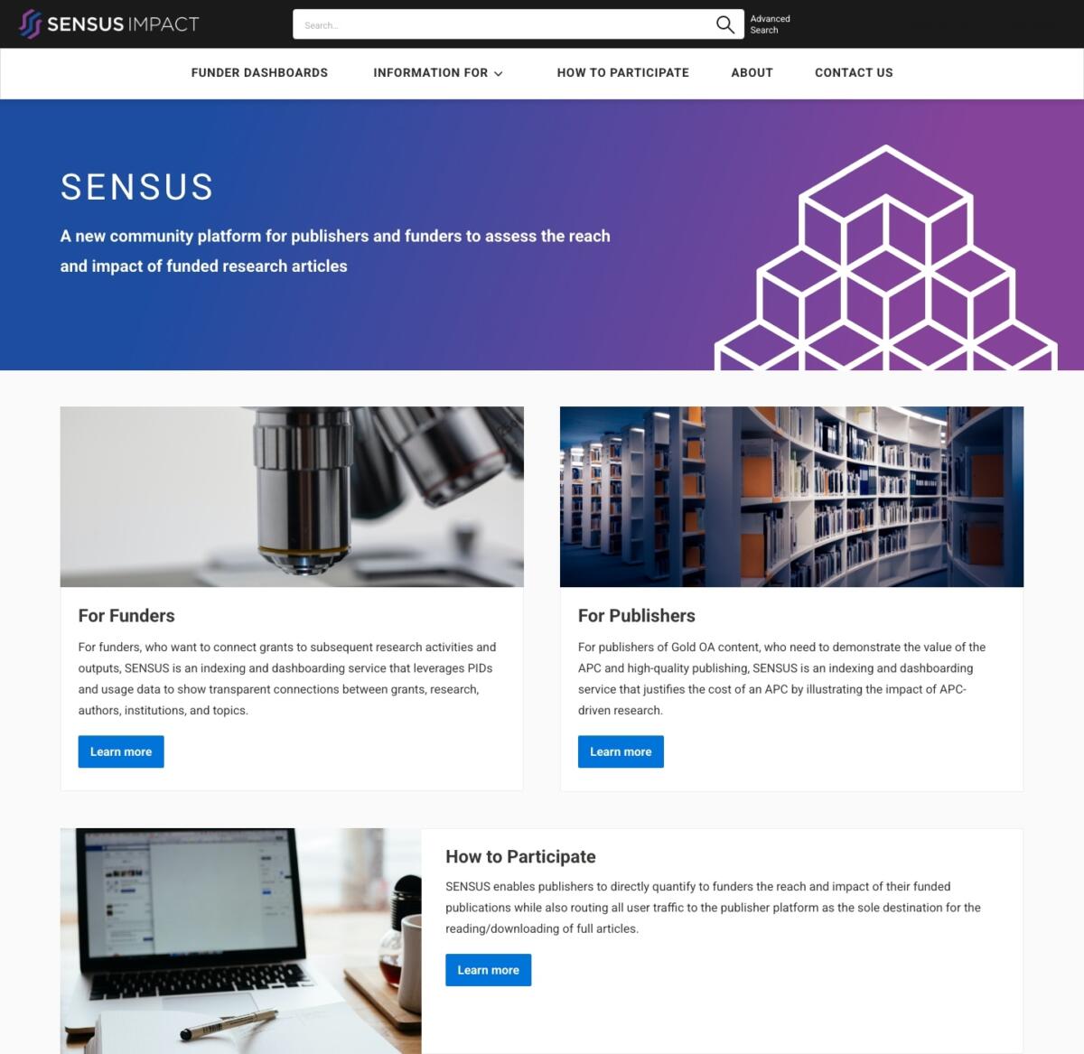 Sensus Homepage screenshot