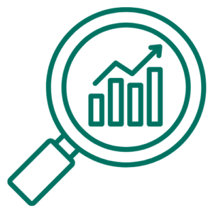 Magnifying glass with data icon