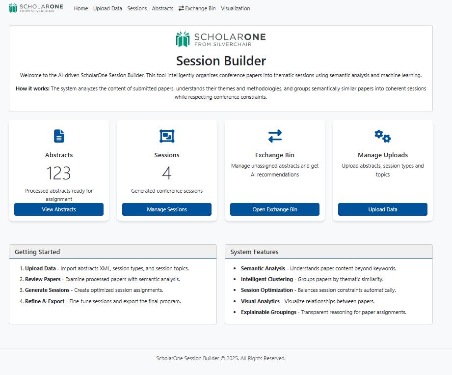 program builder screenshot: dashboard