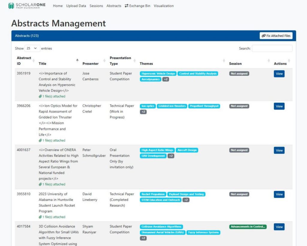 program builder screenshot: abstract list