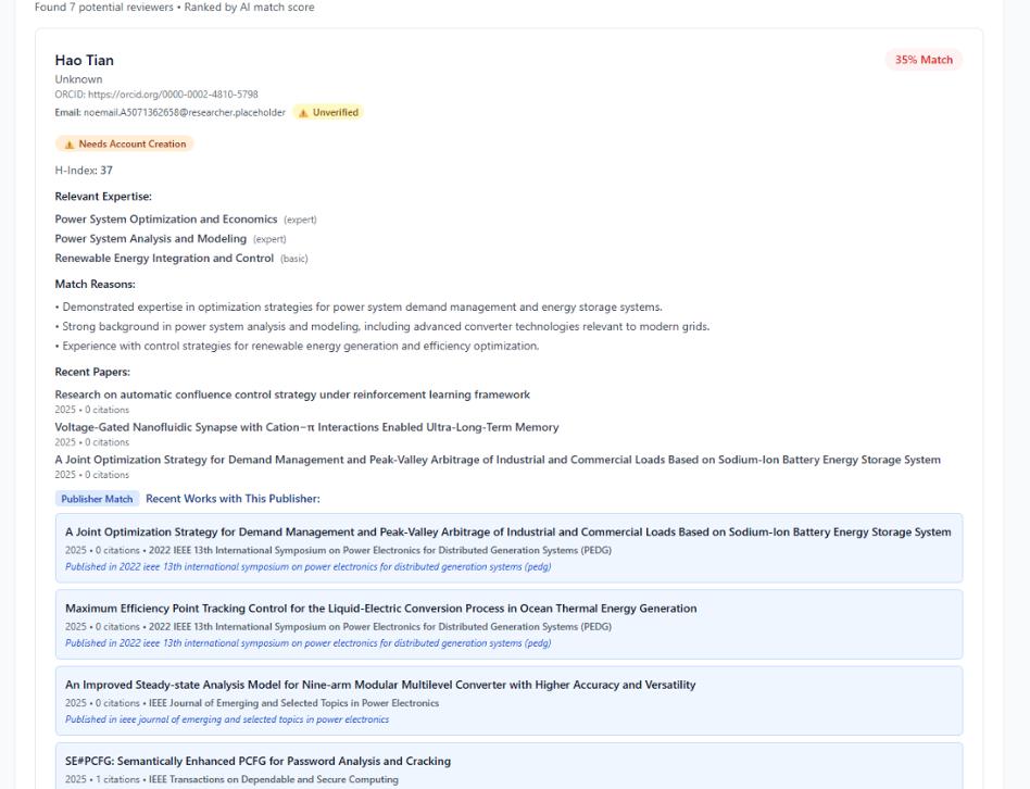 reviewer discovery profile